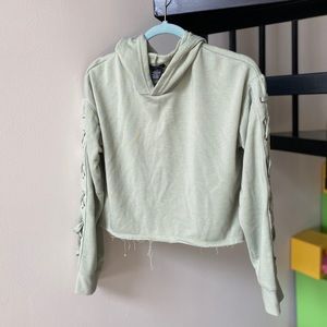 Olive green cropped hoodie